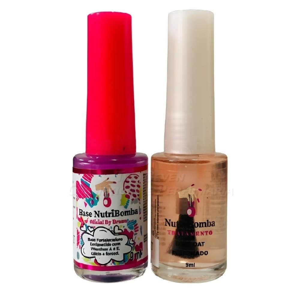 Kit de Tratamento Base NutriBomba + Top Coat Oficial By Bruna 02 Und