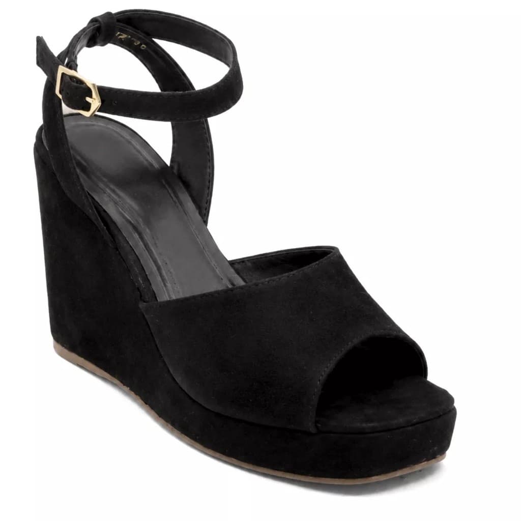 190002FP-Sandália Feminina Anabela Plataforma Nobucado Preto