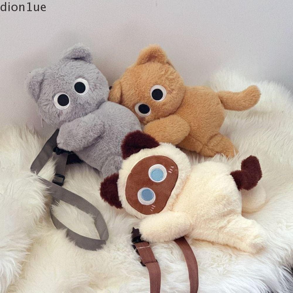 DION1UE Bolsa De Ombro Para Gato Siamês , Bicho De Pelúcia Com Alça Removível , Crossbody De Cordeiro Animal , Leve