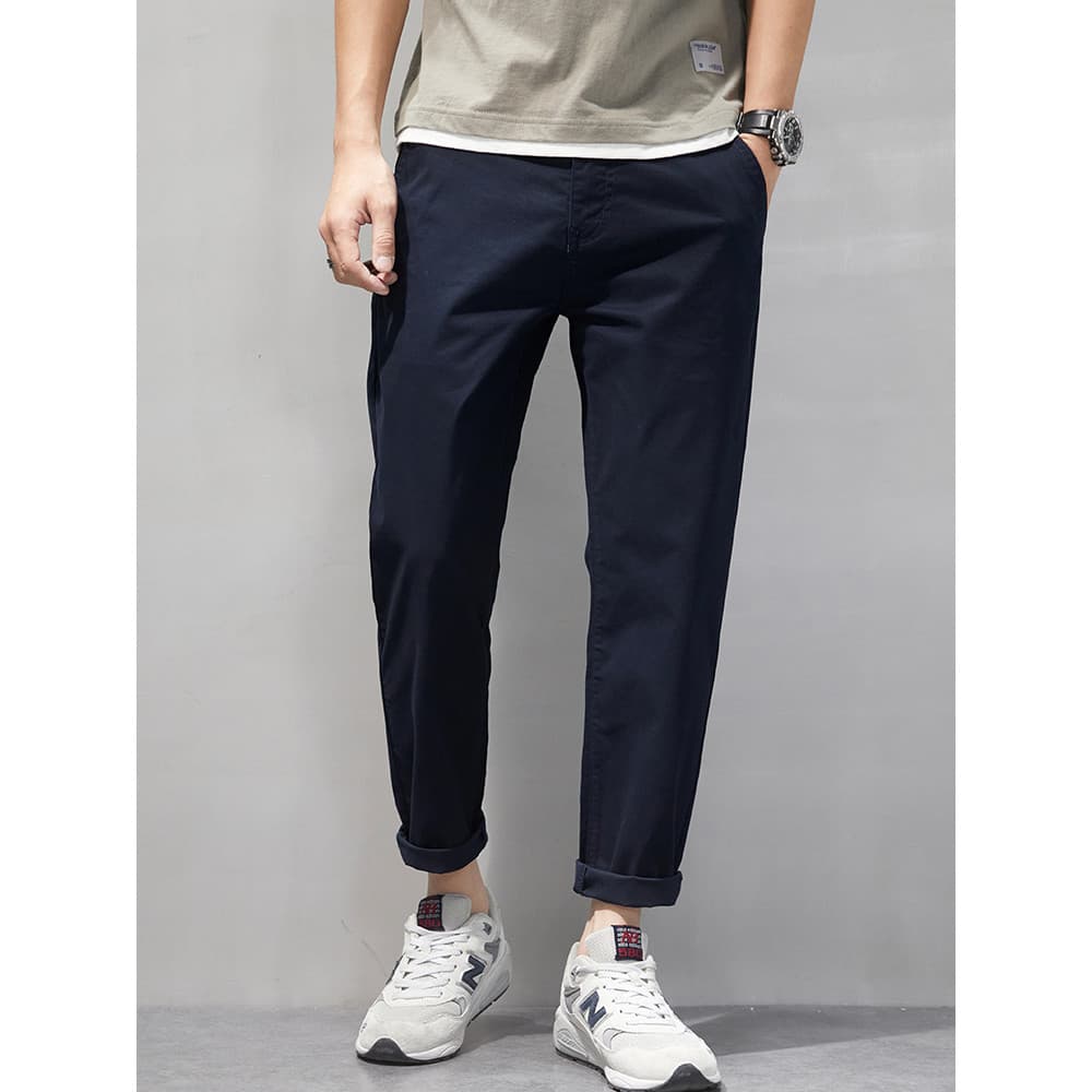 Calças de tornozelo masculinas soltas calças casuais gordas Plus Size Harem calças magras estiramento puro algodão calça