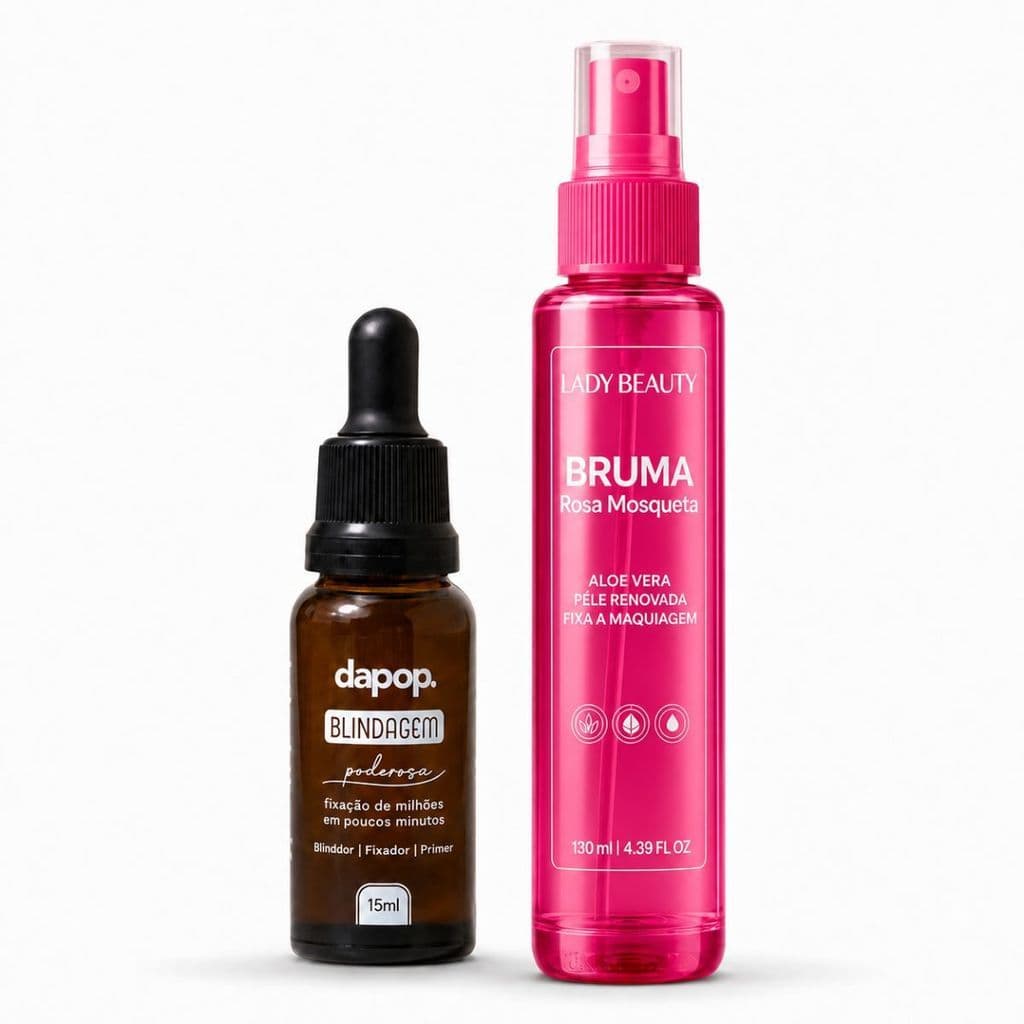 Kit Fixador Blindagem Dapop 3 em 1 + Bruma Rosa Mosqueta Lady Beauty Hidratação Glow