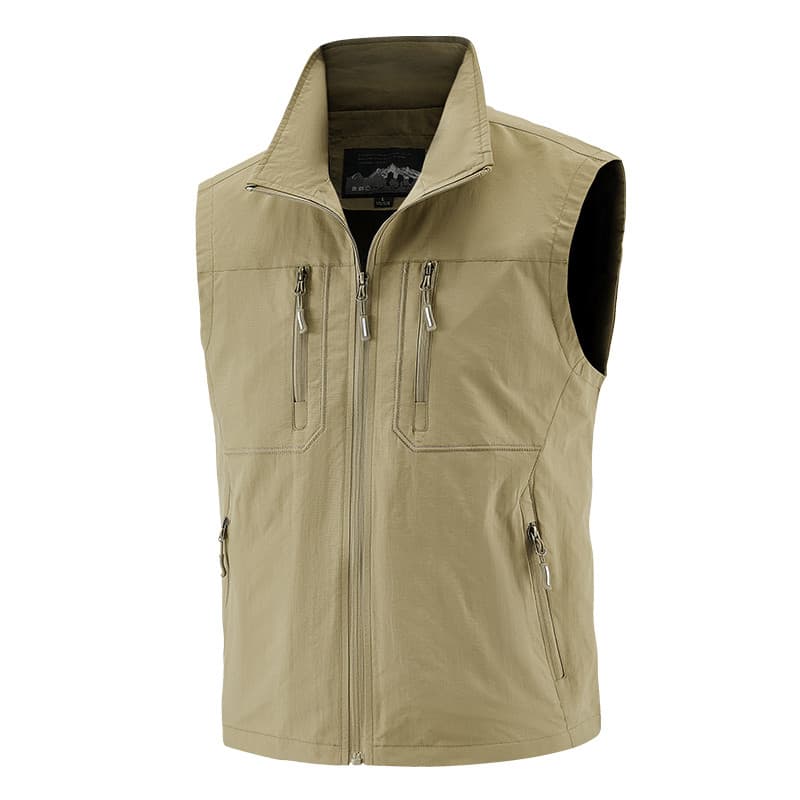 Colete masculino com vários bolsos, primavera verão, fino, pesca ao ar livre, viagem, à prova de vento, lazer, secagem r