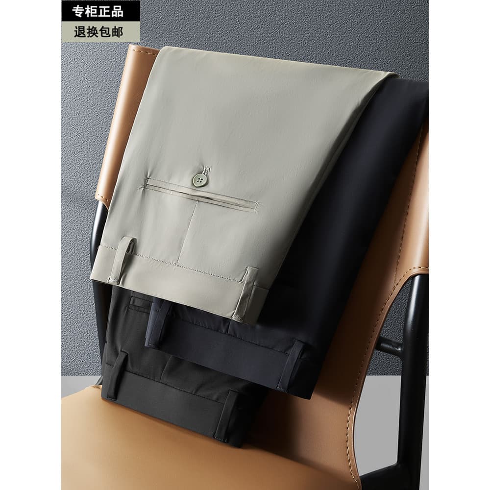 Verão estilo fino alta elástica tamanho grande calças casuais masculinas Extra grande gordura solta em linha reta gelo s