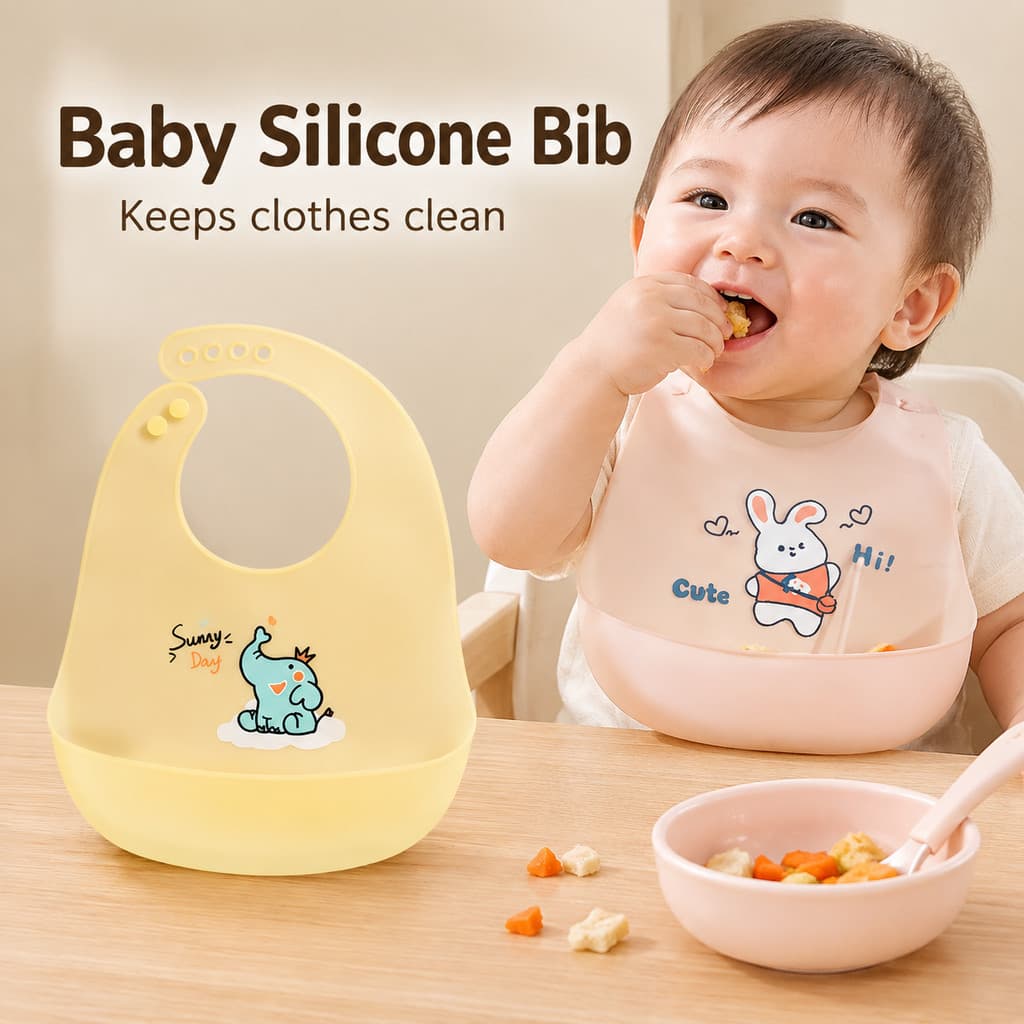 Babador de Silicone para bebês, babador de verão para suplemento alimentar para bebês, bolso para Saliva, babador leve à