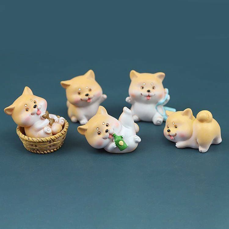 Novo Shiba inu decoração modelo resina boneca bonito Akita inu carro DIY decoração de mesa