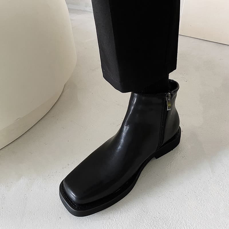 Botas chelsea de dedo quadrado masculinas estilo britânico bota chelsea botas masculinas versão coreana botas de couro c