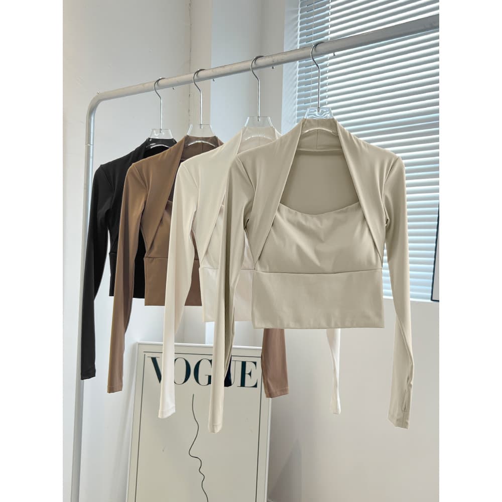 Em destaque Roupas de ioga Top feminino esportivo profissional de manga comprida almofada no peito Slim Fit protetor sol