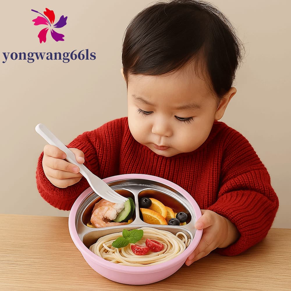 YONGWANG Pratos Infantis Com 3 Grades , Ventosa De Silicone Design Dividido , Prato De Jantar Para Bebê