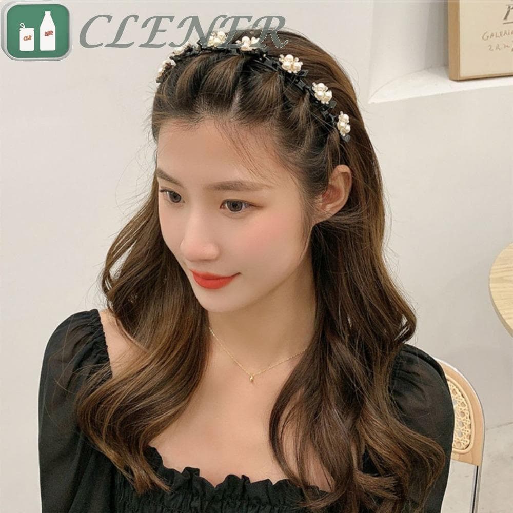 Faixa De Cabelo Trançada Mais Limpa , Pérola Strass Preguiçoso Meninas Trança Aros , Lavagem De Rosto