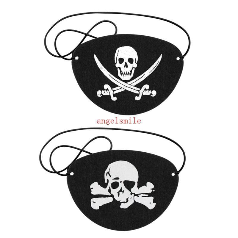 12 Unidades Tapa-Olhos Pirata Olho Caveira Para Festa Halloween Preto