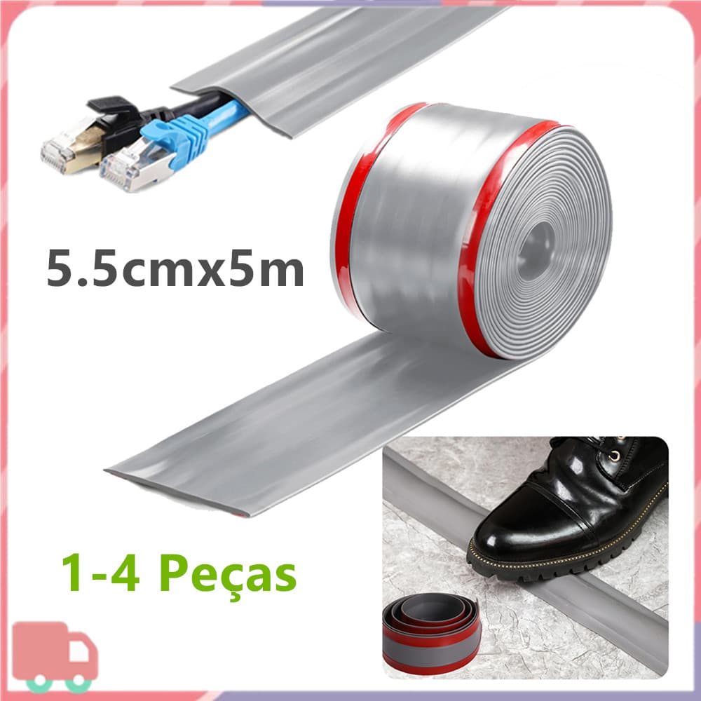 Capa para cabo de chão, organizador de cabos interno, cinza 5,5 cm, 5-20 metros, cobertura de cabo