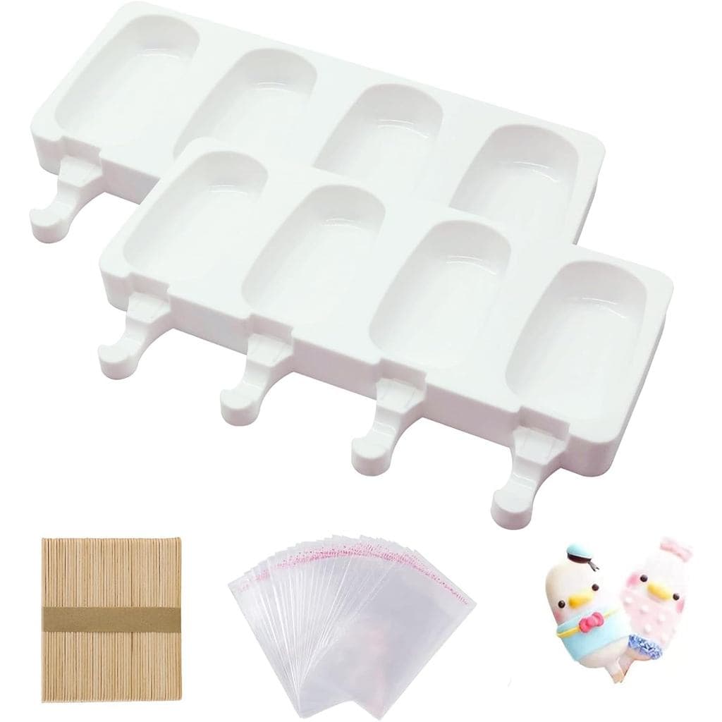 Conjunto de 2 Formas para Picolé, Forma de Silicone para Cakesicles, Forma Oval para Cake Pop com 50 Palitos de Madeira