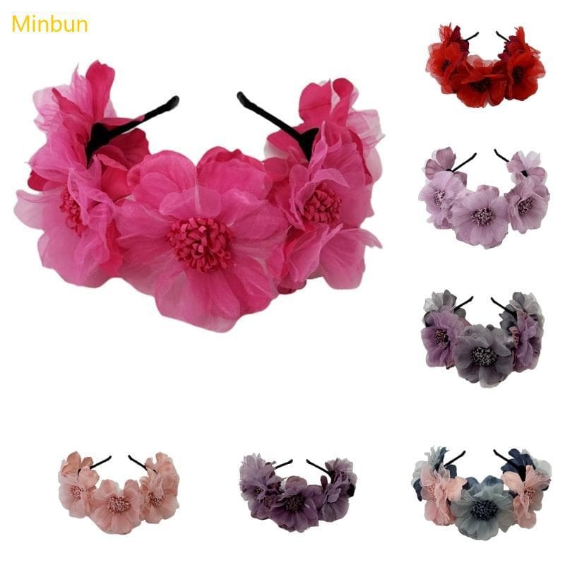 Minbun Tiaras Flores Feitas À Mão Artificiais Argola Cabelo