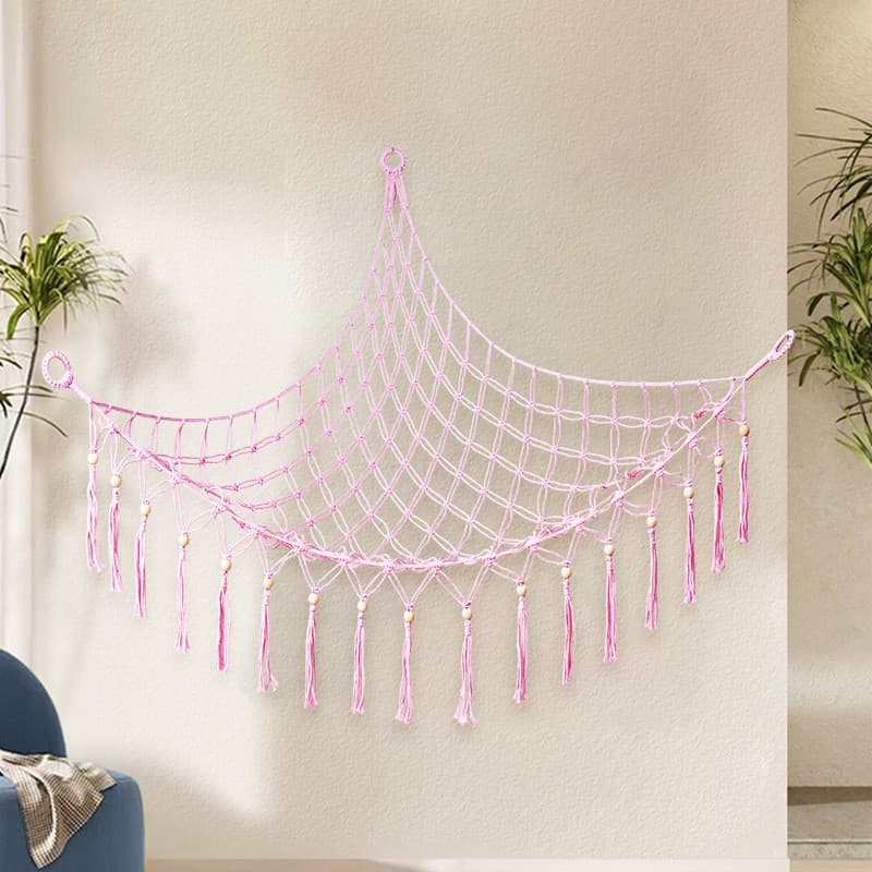 Corda de algodão tecida à mão, camada única, triângulo, bolso, brinquedo, boneca, saco de armazenamento, decoração de ca