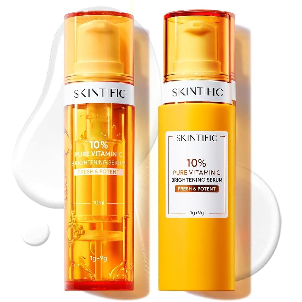 SKINTIFIC Sérum Iluminador Facial com Vitamina C em Câmara Dupla, 10% de Pó de Vitamina C Pura, Corretor de Manchas Escu