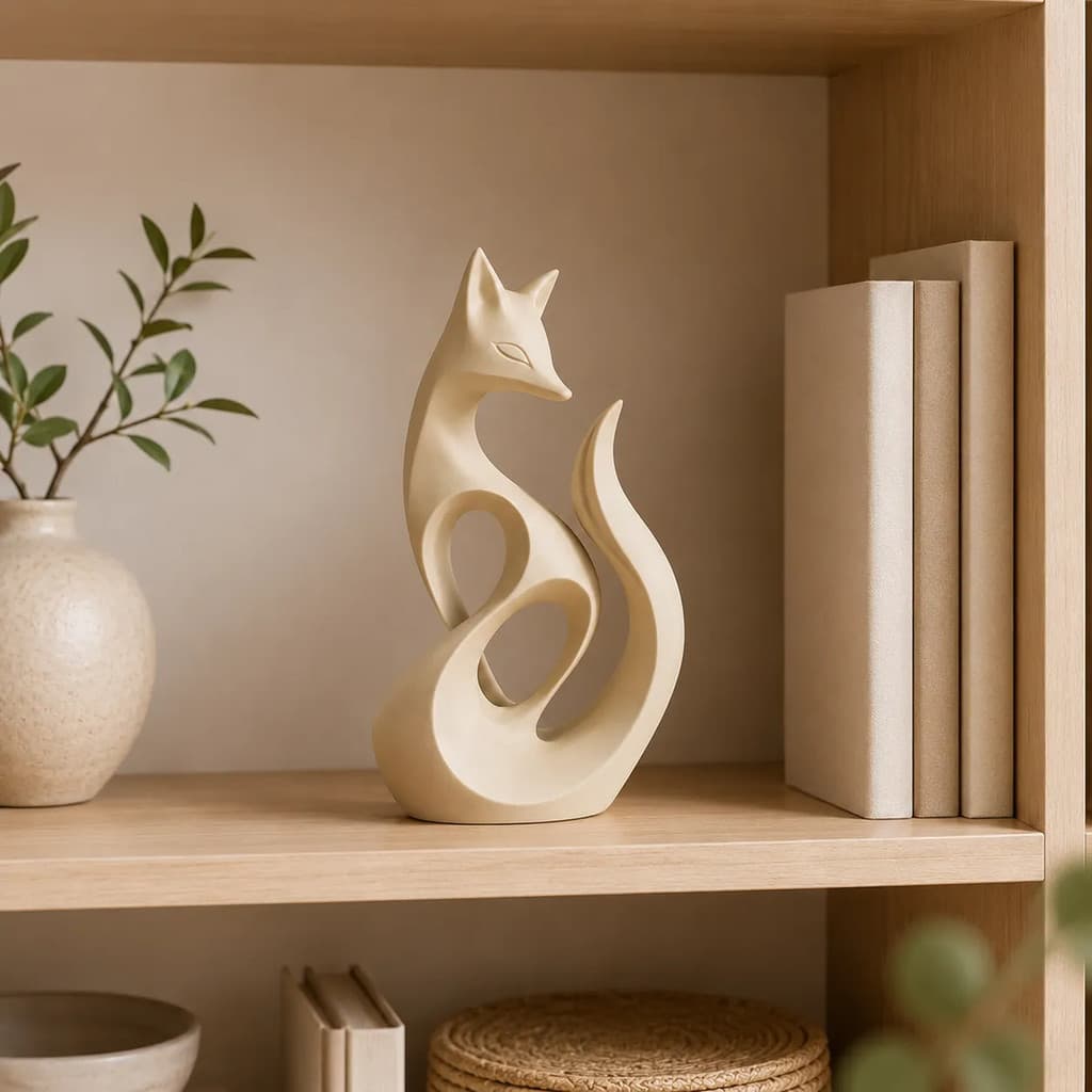 Escultura Decorativa Raposa Minimalista Abstrata 18cm