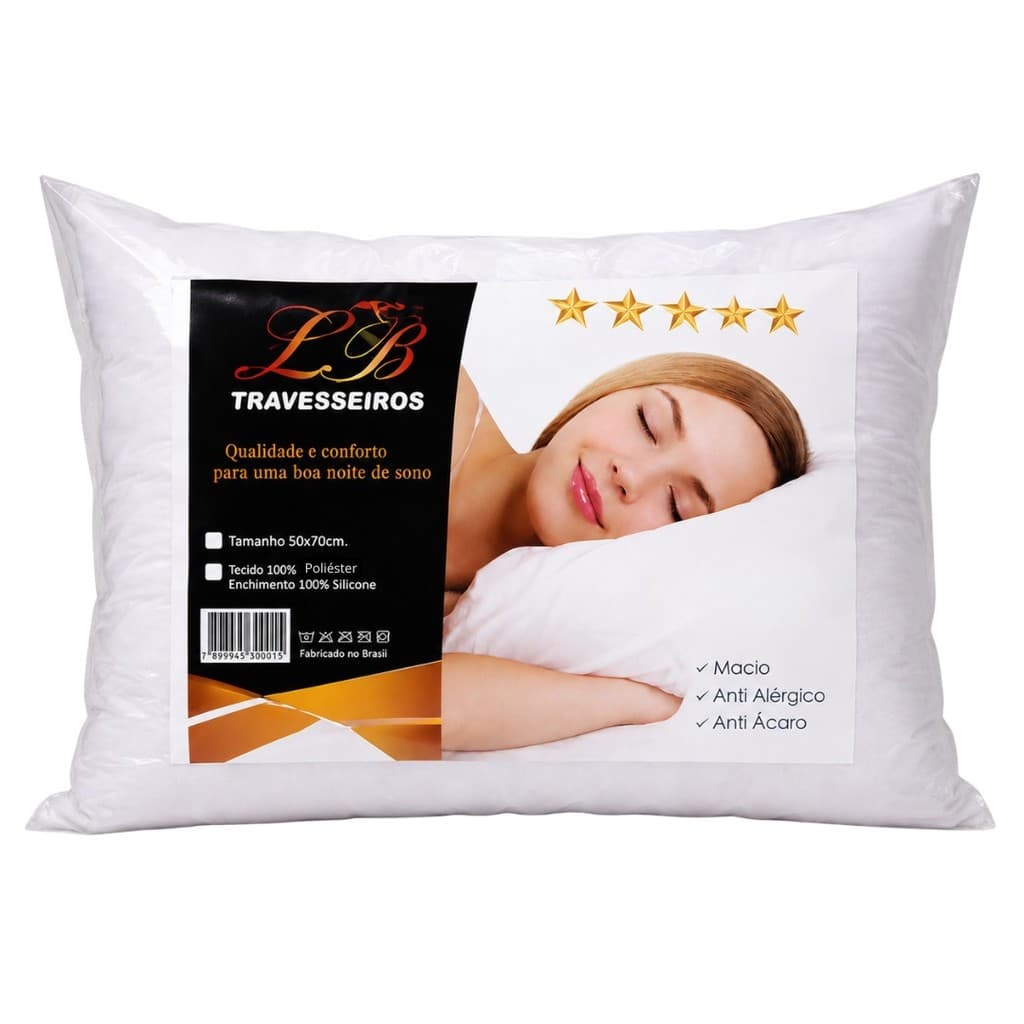 Travesseiro Toque suave Macio 50x70cm fibra 100% silicone anti alérgico e anti ácaro