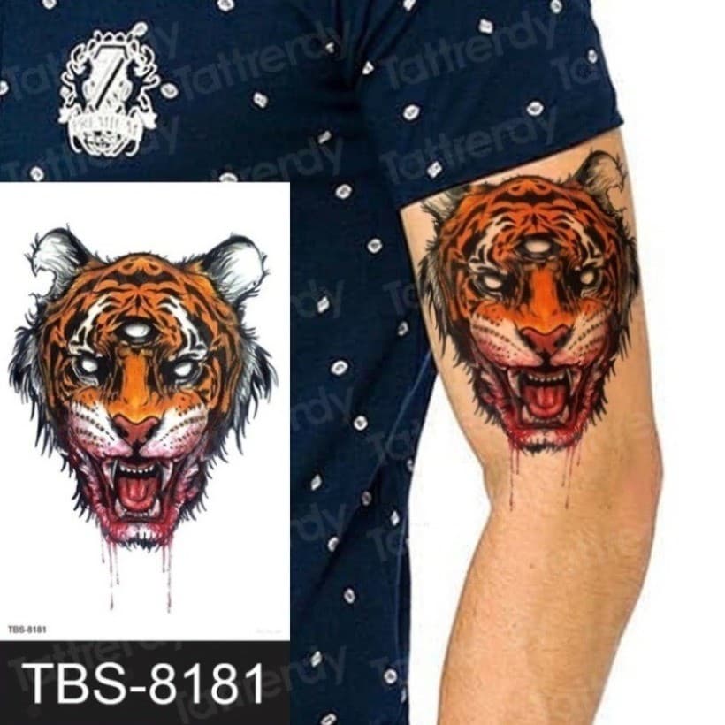 Crânio De Tigre Leopardo Dragão À Prova D'água Tatuagem Temporária Adesivo Lobo Animais Tatuagens Arte Corporal Braço Mã