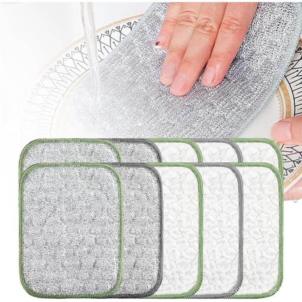 Panos de Limpeza Multiuso para Lavar Louça (10 Peças) | Pano de Aço Inoxidável Reutilizável, Multicamadas de Algodão, Pa