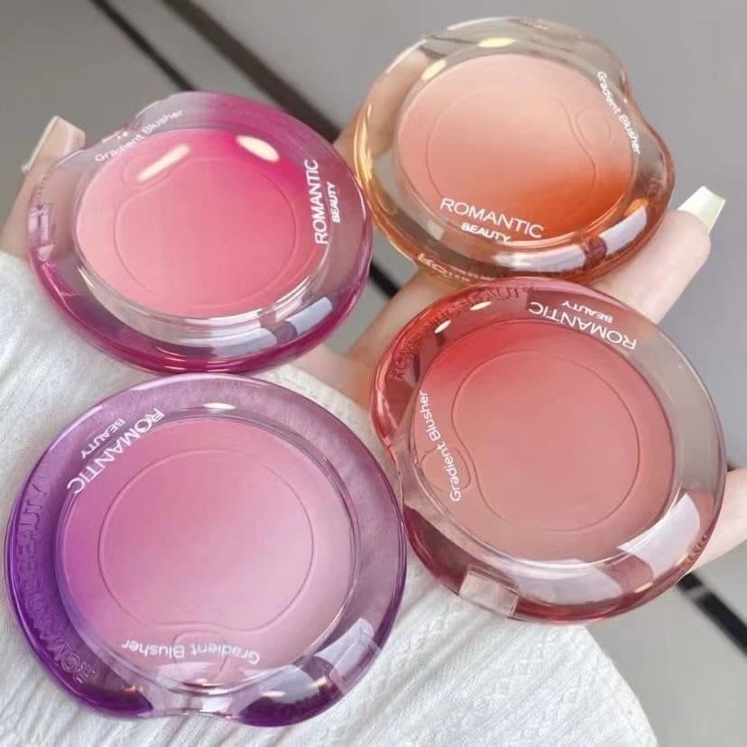 Luo Xiaoman blush bolha gradiente expansão cor alto brilho contorno tudo-em-um placa blush azul roxo fosco Natural sol f