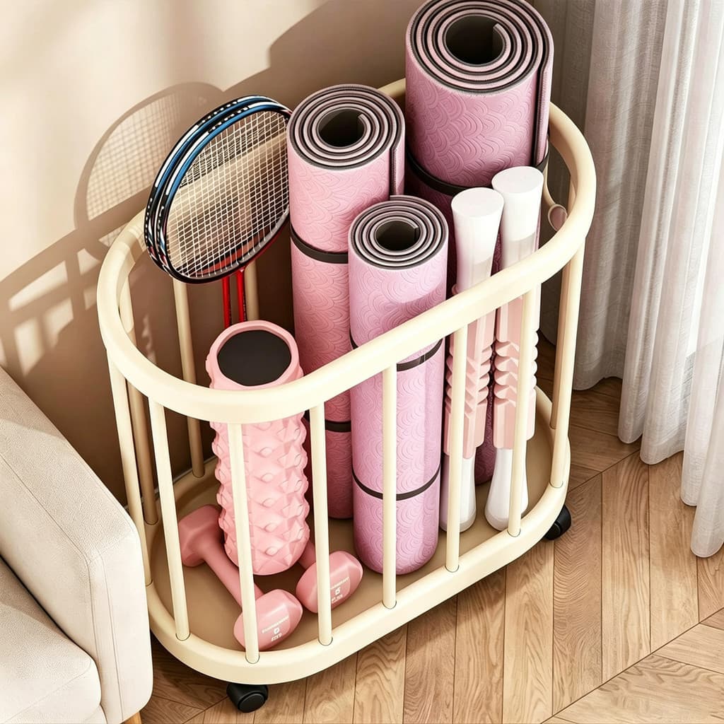 Cesta de armazenamento de esteira de Yoga equipamentos esportivos domésticos tipo basquete artigos esportivos armazename