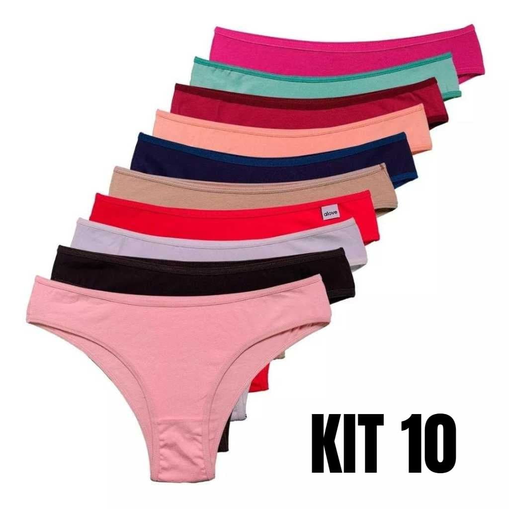 Kit 10 Calcinhas Tanga Feminina Microfibra Conforto Básica Dia a Dia com Forro 100% de Algodão
