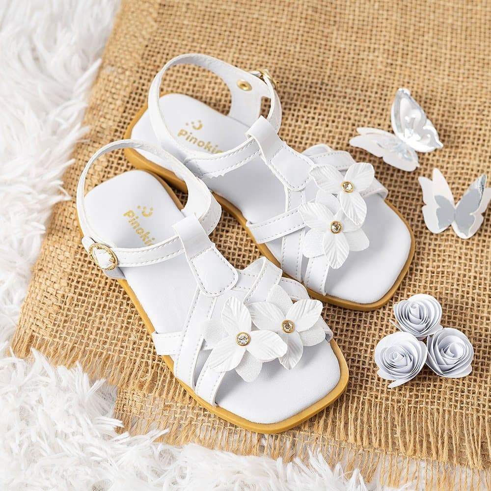 Sandália Infantil Menina Pinokio Com Flores