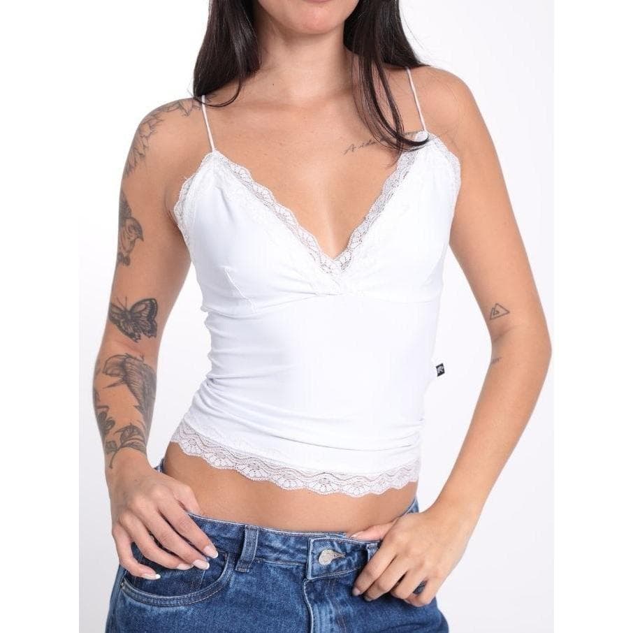 CroquiChic Regatinha de Renda Suplex Feminina Delicada e Alças Finas