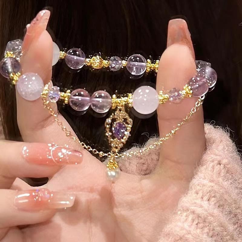 Pulseira de ametista estudante novo chinês antigo High-End menina requintado pulseira namorada menina 2025 novo estilo