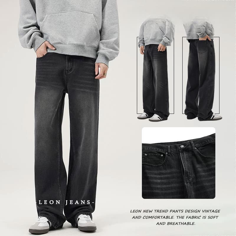Calças largas masculinas roupas íntimas pretas masculinas calças jeans soltas calças jeans Maong calças masculinas preta