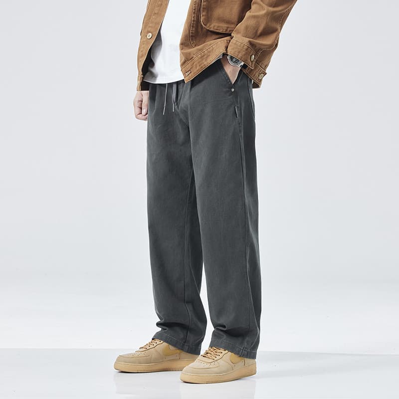 2024 outono novo estilo calças casuais masculinas soltas em linha reta High street street Wear macacão de algodão lavado