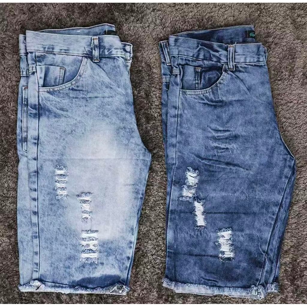 Kit 2 Bermudas Jeans Rasgado Masculino 36-48 Top