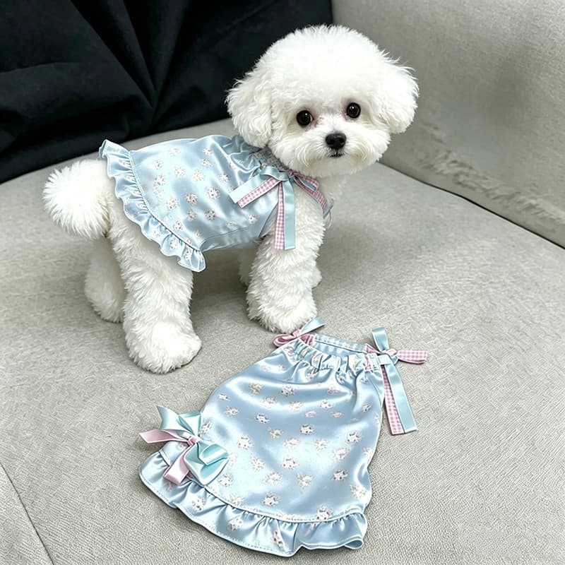 Roupas para cães verão fino Floral estilingue vestido Pet arco legal roupas bonito estilo princesa vestido