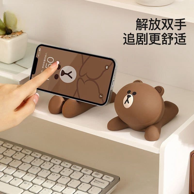Novo produto pronto estoque urso marrom preguiçoso suporte de telefone de mesa bonito dos desenhos animados Tablet supor