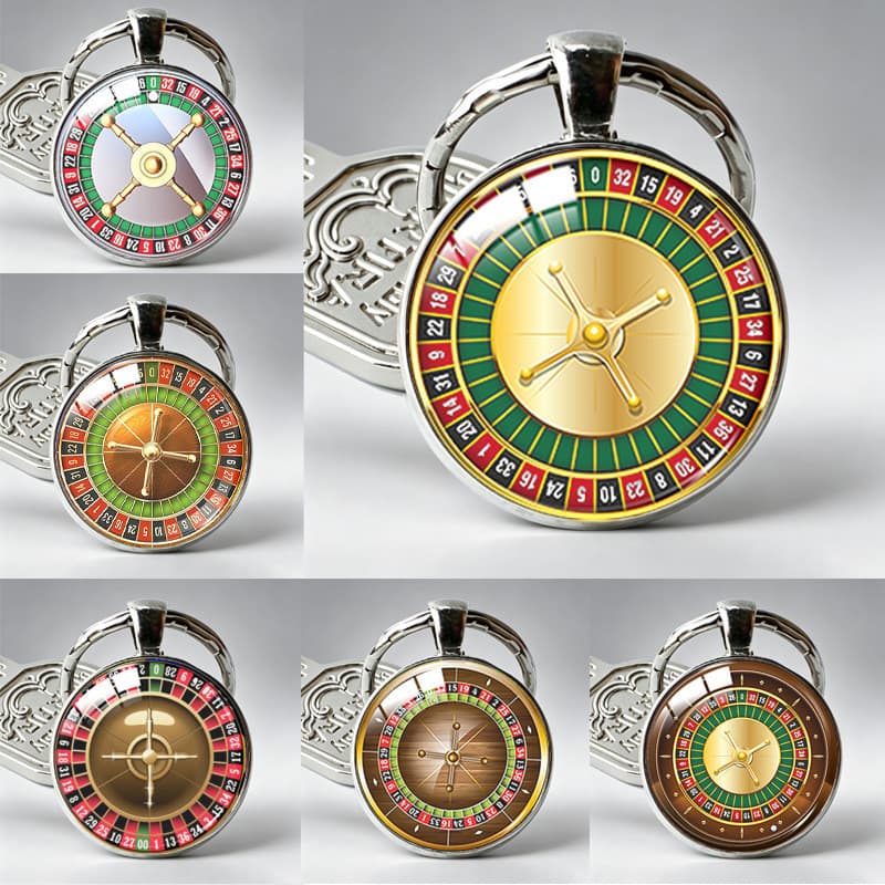Casino roleta em relevo grinalda chaveiro tempo pedra preciosa botai criativo Metal pingente nicho acessórios da moda