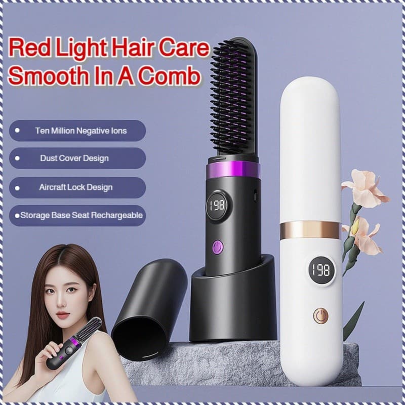 [LCD e Fácil de Usar] [Recargable] Wireless Curling Brush Hair Styler Tool Escova/Cabelo/Sem Fio/Portátil