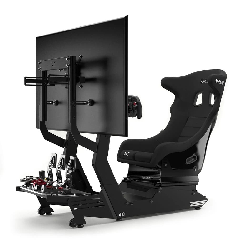 Cockpit Gamer 4.0 Plus Extreme Simracing Banco P1 Preto Suporte para Volante Pedais e Monitor Simulador de Corrida