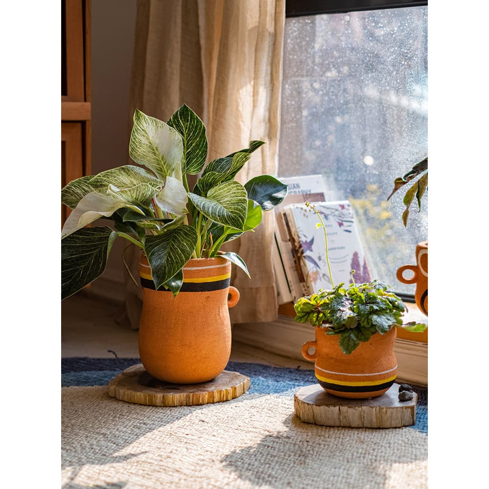 Juhan vaso de cerâmica vermelha com orelha única, suculenta, respirável, argila, arte, vaso de flores, planta verde, vas