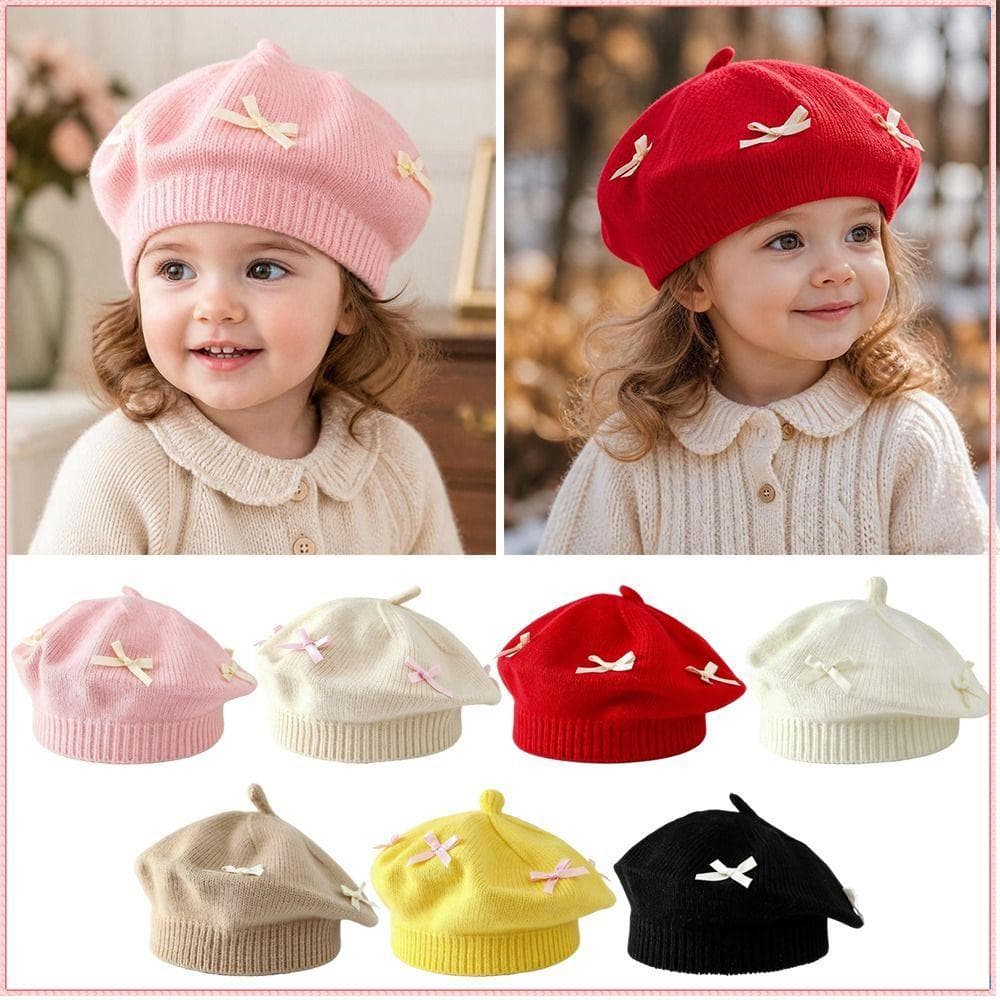Chapéu De Boina Infantil  , Boné Elástico Flexível De Algodão Para Meninas , Gorro Quente Grosso E Crianças Pequena