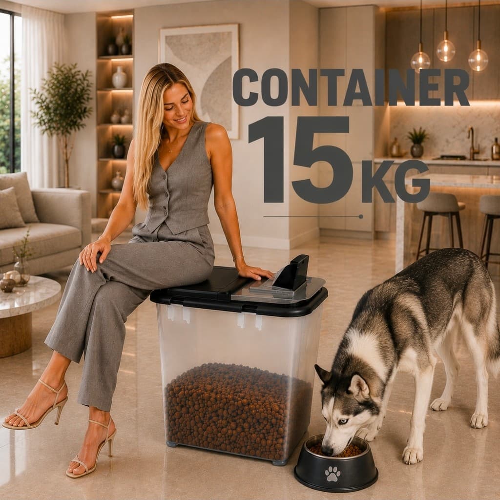 Container Porta Ração 15KG + Pá Dosadora Com 35 Litros