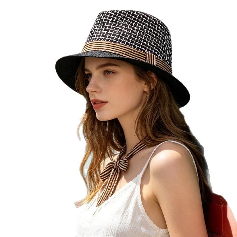 Chapéu panamá de comércio exterior feminino verão respirável protetor solar chapéu superior ao ar livre chapéu de Jazz b