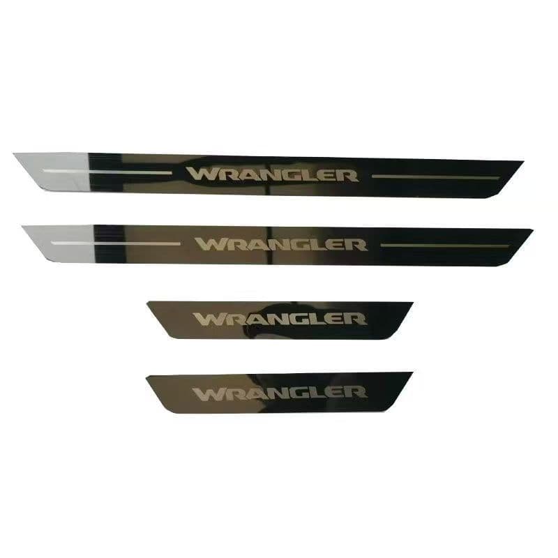 Aço Inoxidável Guarnição de Soleira Proteção de Porta de Carro para Jeep Wrangler, Conjunto de 4 peças