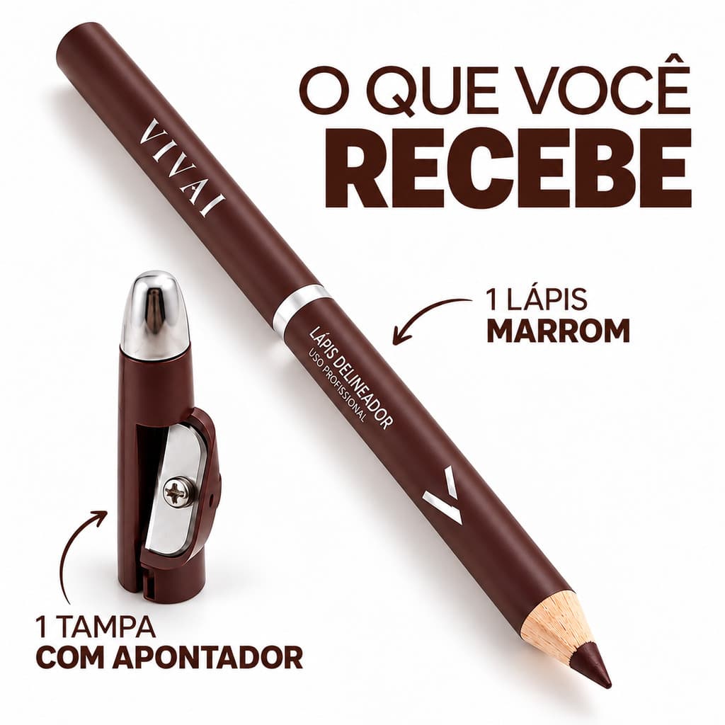 Lápis Marrom Vivai com Apontador para Olhos e Sobrancelhas