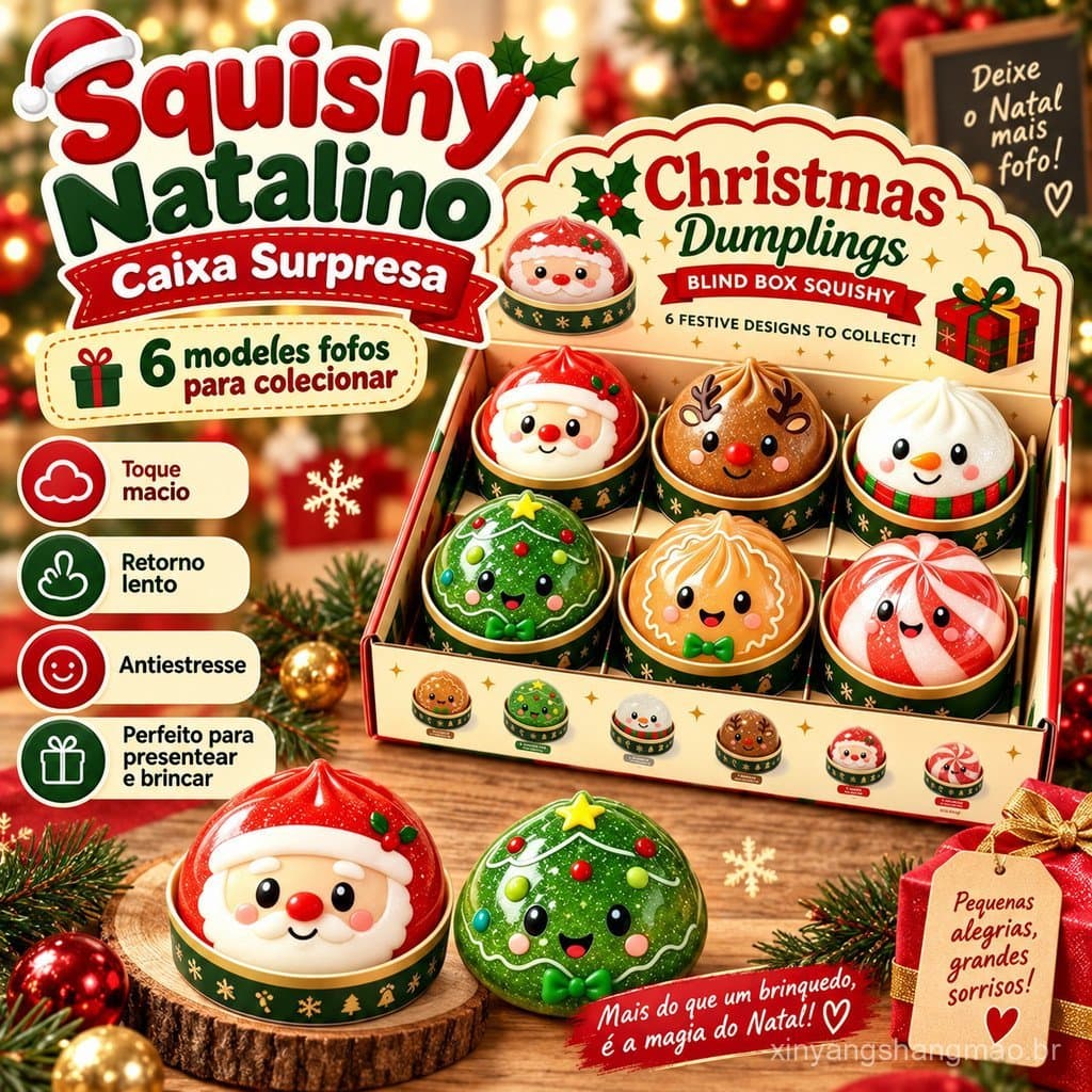 Brinquedo Macio de Natal Bao Bun, Brinquedo Sensorial Antiestresse de Ressurgimento Lento, Presente Fofo de Férias para