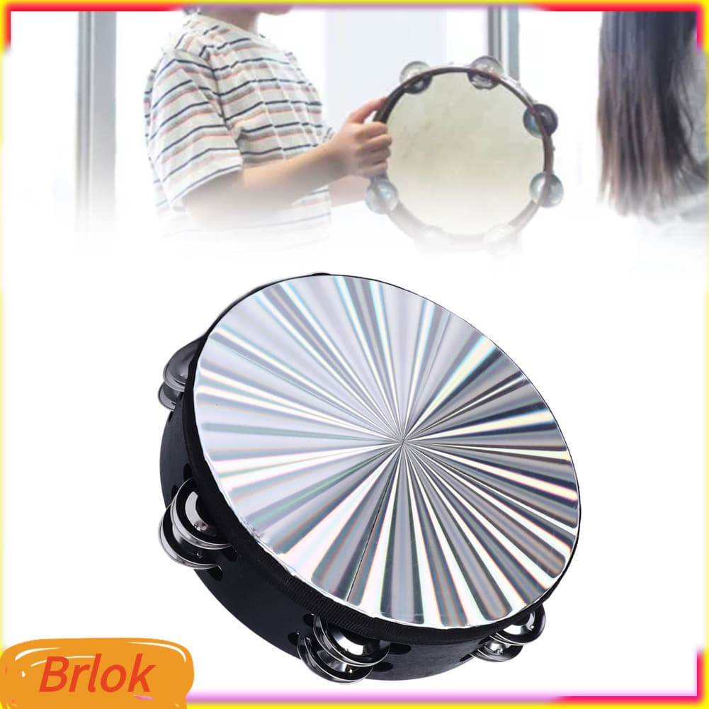 Brlok-br Drfeify pandeiro portátil fileira dupla 8 pol. jingles de percussão abs para performance de festa