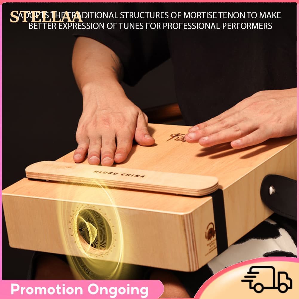 Stellaa-br Tambor de madeira cajon 3 em 1, instrumento de percussão de mão plana com alça ajustável, caixa portátil