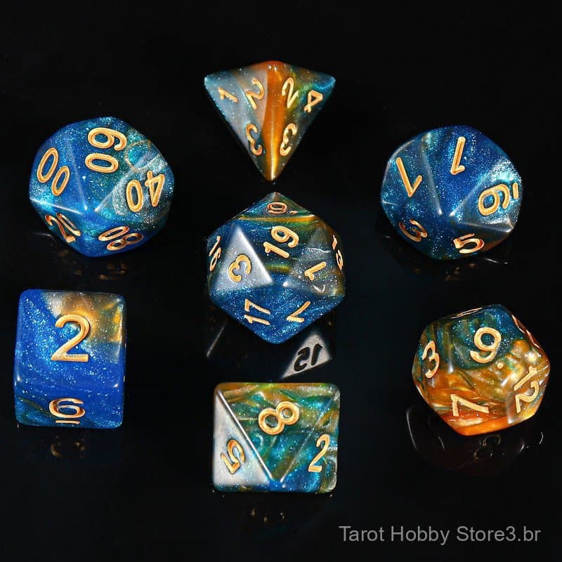 Dado poliédrico estrelado, dados numéricos, acessórios para jogos de mesa e RPG, dados de 4/6/8/10/12/20 faces, adereços