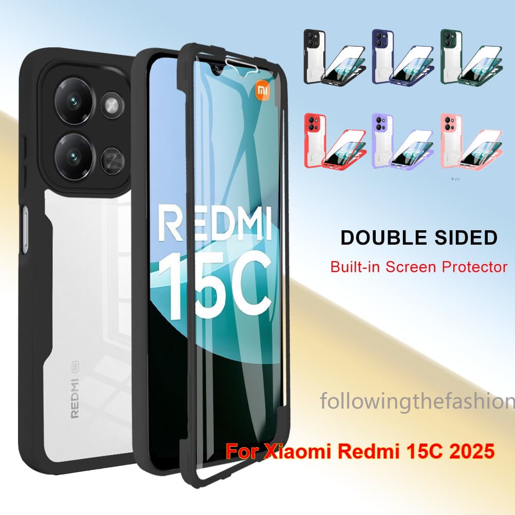 Para Xiaomi Redmi 15C 4G 2025 15 14 13 12 11 10 9C A 4G 5G Caso De Telefone 360 ° Acrílico Dupla Face Protetor Completo