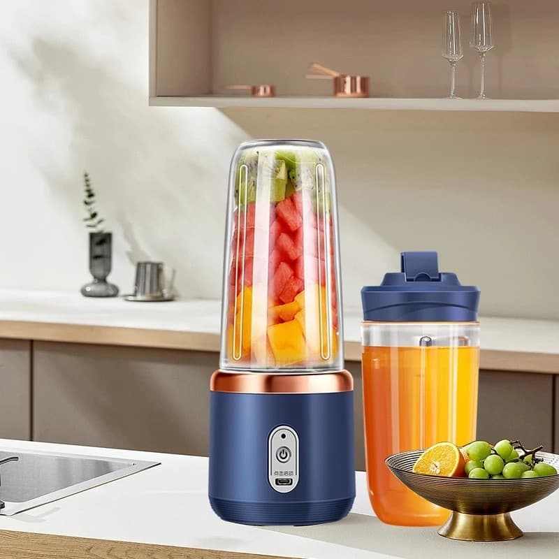400ML 6 Lâminas Espremedor Elétrico Mini Liquidificador Portátil De Suco De Alimentos Misturador Leite