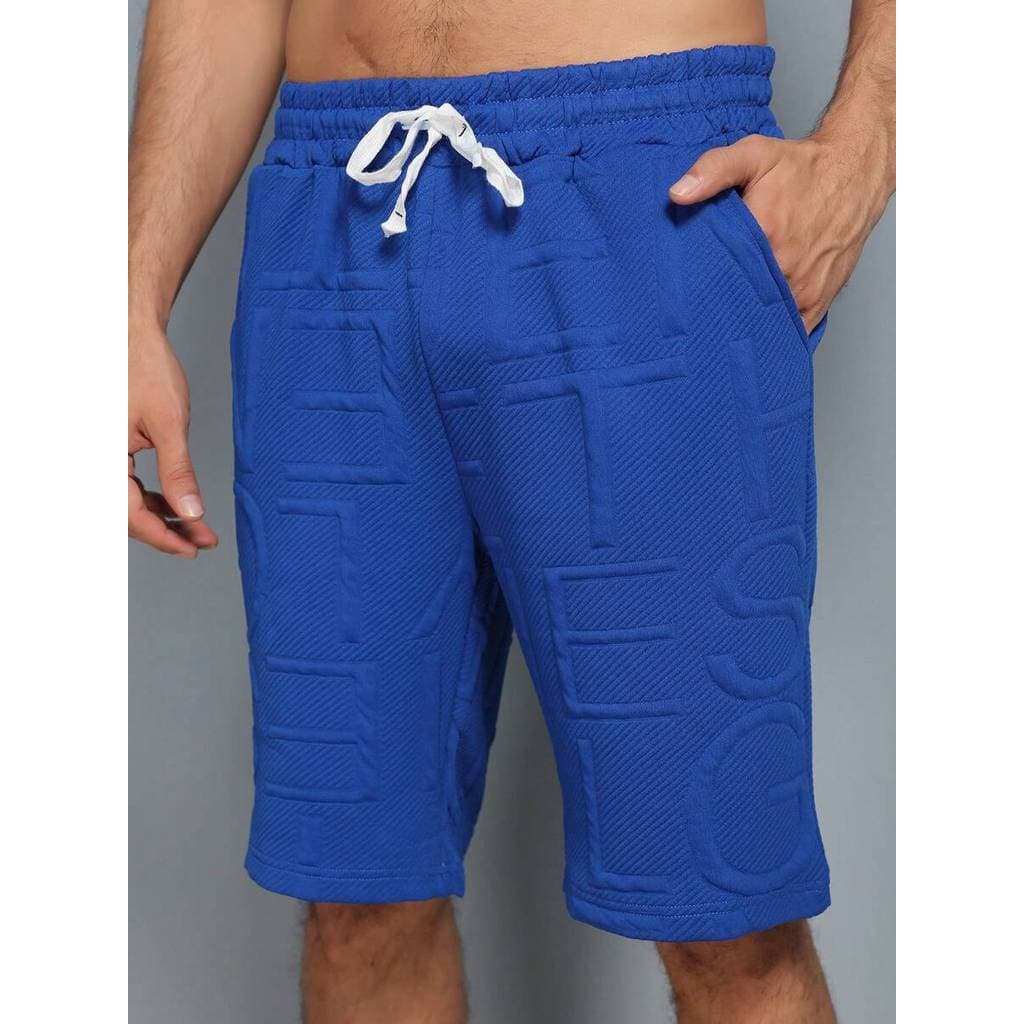 Bermuda masculina com letras grandes e listradas, short casual de luxo